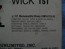 Comfort Glow GRB8 GRW8 GRW8A Kerosene Heater Wick Top+Sears 40201, 40206 + more