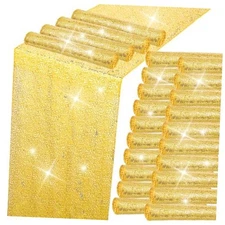 SHENLIU 24 Pack 12 x 108 Inch Gold Sequin Table Runners, Rectangle Glitter 