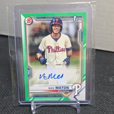 Topps 2021 Bowman Paper Prospect Autos Nick Maton Green /99 Auto Phillies RC