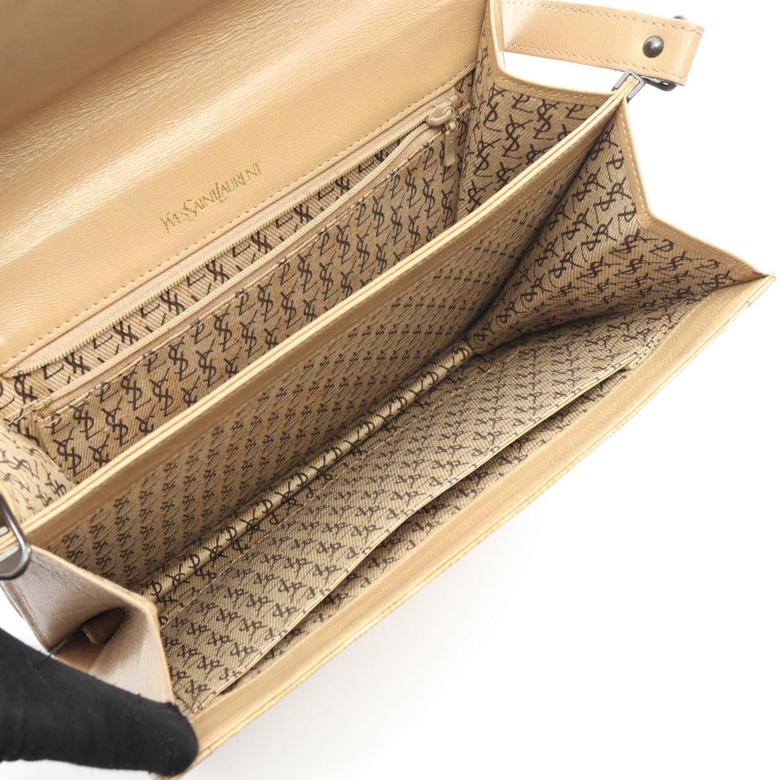 YVES SAINT LAURENT Exotic Leather Shoulder Bag Beige Classic Cassandre Vintage thumbnail 13