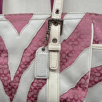 Y2K COACH LTD ED PINK WHITE ZEBRA PATCHWORK LUNCH TOTE BAG SATCHEL