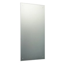 90 x 45cm Rect. Mirror with Pre-Drilled Holes & Chrome Cap Wall Hanging Fix Kit