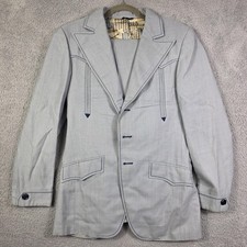 Vintage Lasso Suit Mens Gray Western Cowboy 3 Button 40 31x36 2 Piece Set
