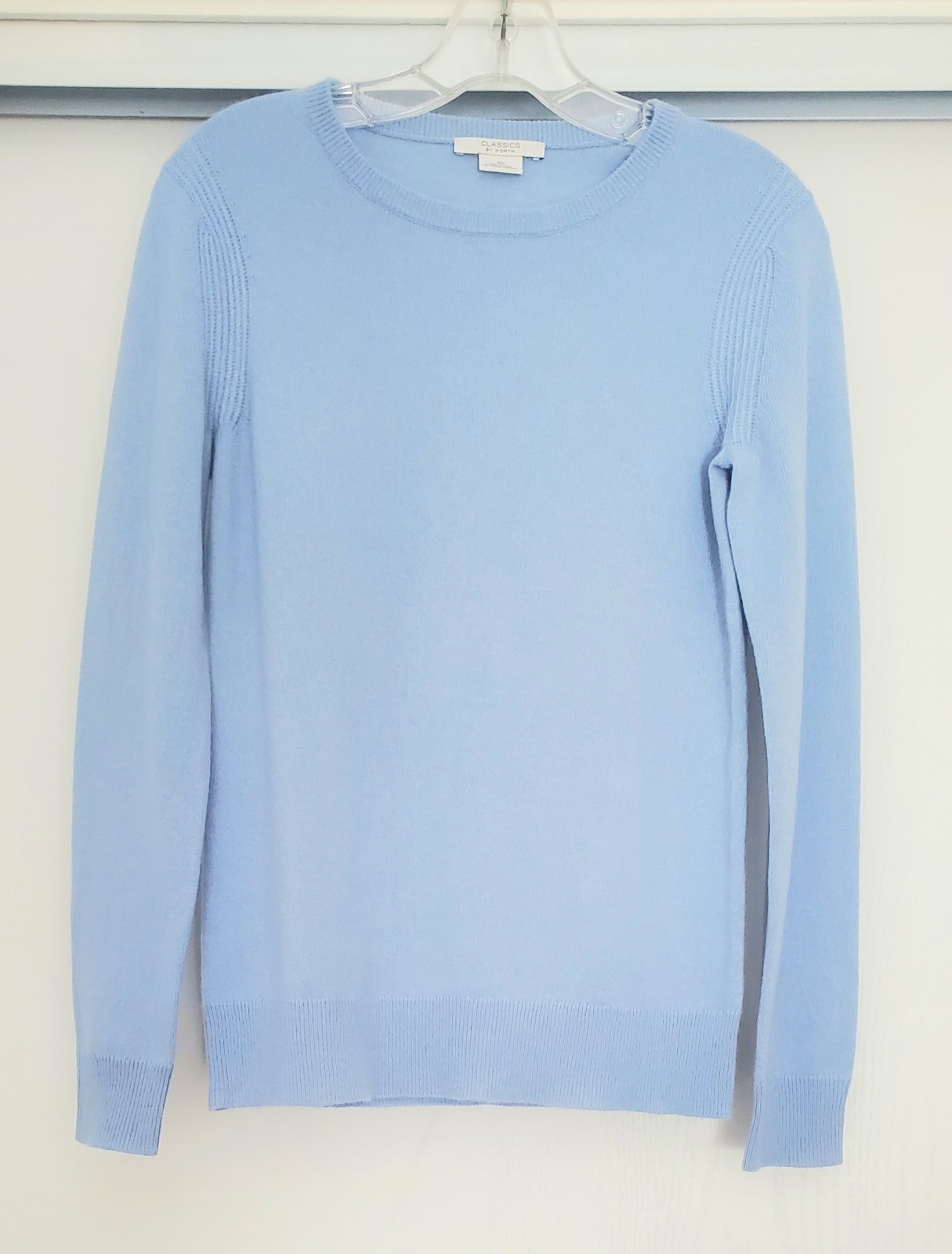 NWOT Classics by Worth 100% Italian Cashmere Blue Pullover Sweater Size SM