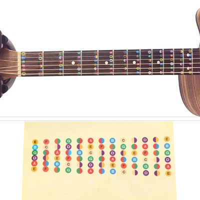Gitarrentrainer farbcodiert Griffbrett Bund Karte Maßstab Note Aufkleber für Gitarre TPG