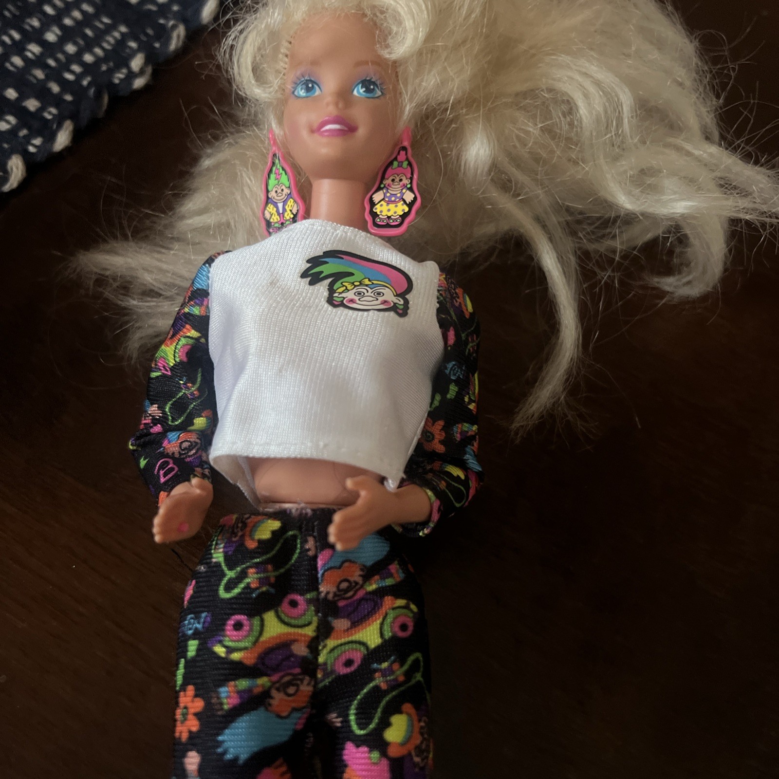 Vintage 1992 Mattel Troll Barbie Doll in Original Outfit & Earrings #10257