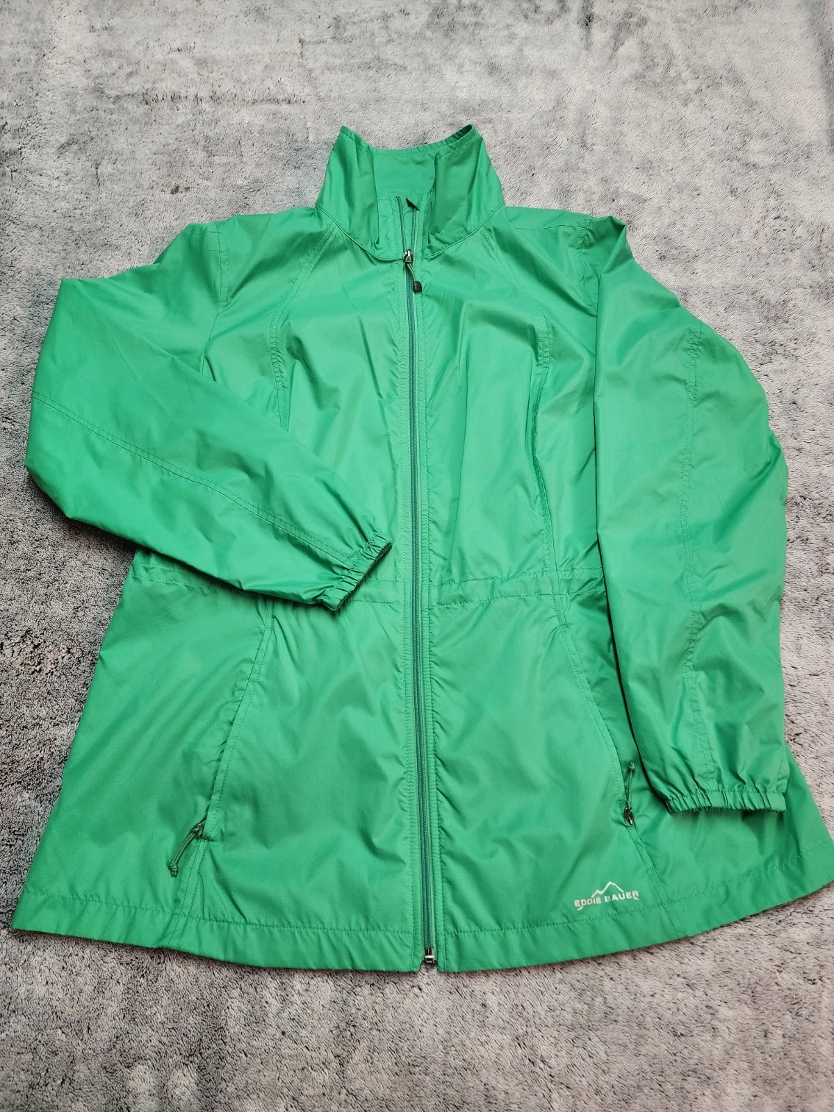 Eddie Bauer Mens XL Green Lime Hooded Windbreaker Jacket Lightweight Packable
