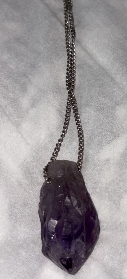 Amethyst Necklace Purple Pendant Raw Gemstone Healing Crystals Stone.