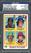 Dennis Lamp & Roy Thomas Signed 1978 Topps Rookie Card #711 PSA/DNA. rookie card picture