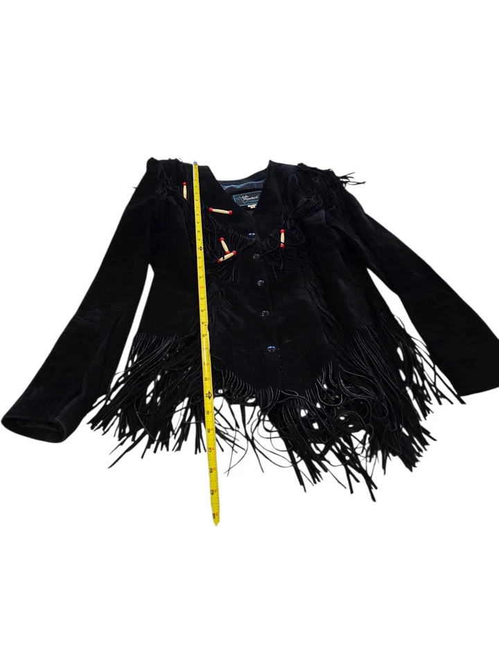 Chaqueta occidental de colección ECHO MOUNTAIN negra de ARTURO de cuero con flecos para mujer talla 14 Foto 2 de 4