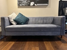 Velvet Fabric 3-Seater Sofa Grey