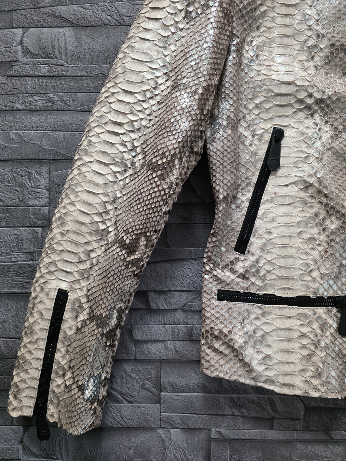 PHILIPP PLEIN PYTHON LEATHER MOTO JACKET LUXURY / XL / NEW / image 4
