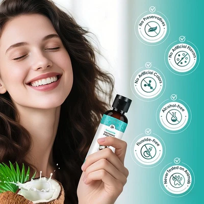 FOCUSMILE Coconut Oil Whitening Oil Mouthwash Mouth Oil Pulling with Coconut Peppermint