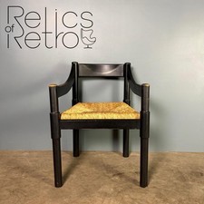 Carimate Black Carver Rush Papercord Dining Chair Vico Magistretti For Cassina