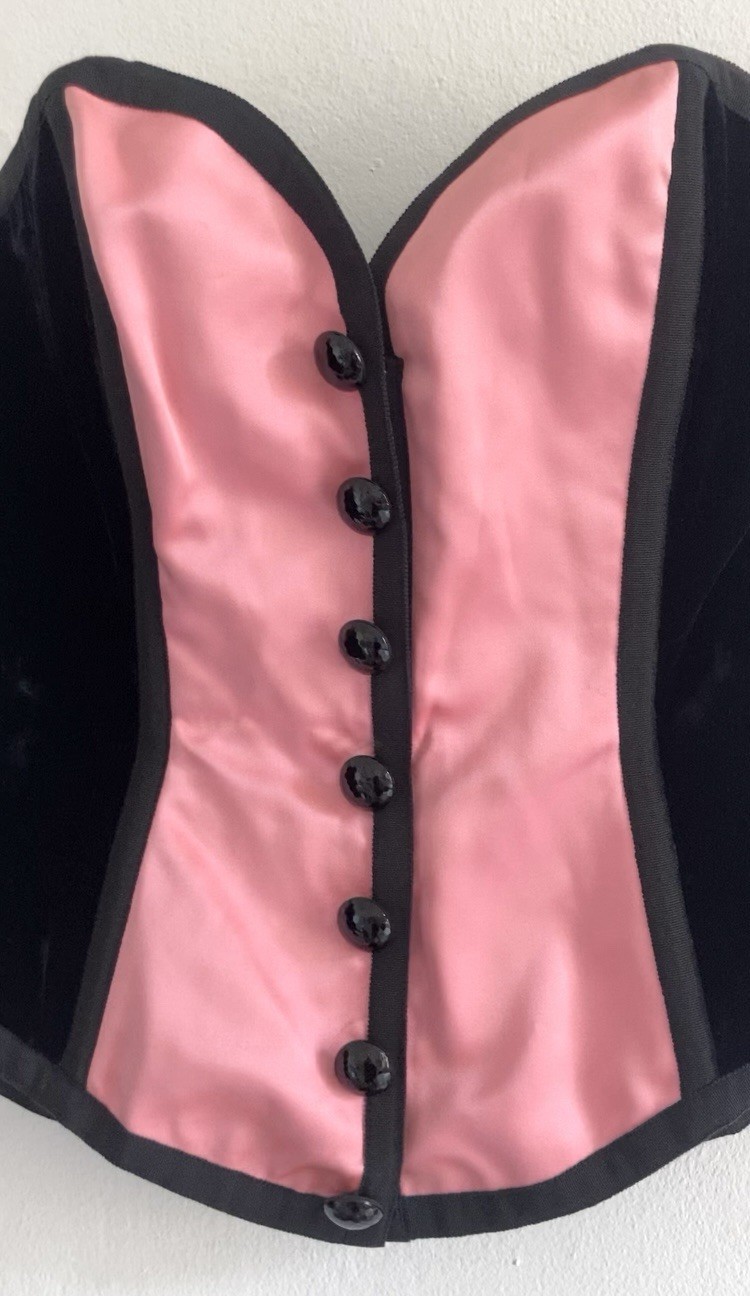 ICONIC 1988 RUNWAY YVES SAINT LAURENT RIVE GAUCHE ROSA E NERO CORSETTO TOP