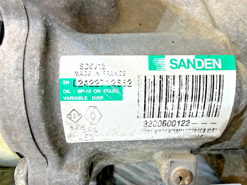 COMPRESSEUR CLIM SANDEN RENAULT CLIO 3 MODUS 1.5 DCI 8200600122 SD6V12 - Photo 6/6