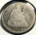 elf Seated Liberty Dime 1868  Legend Obverse  c140