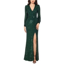 $250 NWT Xscape Formal Evening Gown Size 4 Green Sequin Wedding Party Dress