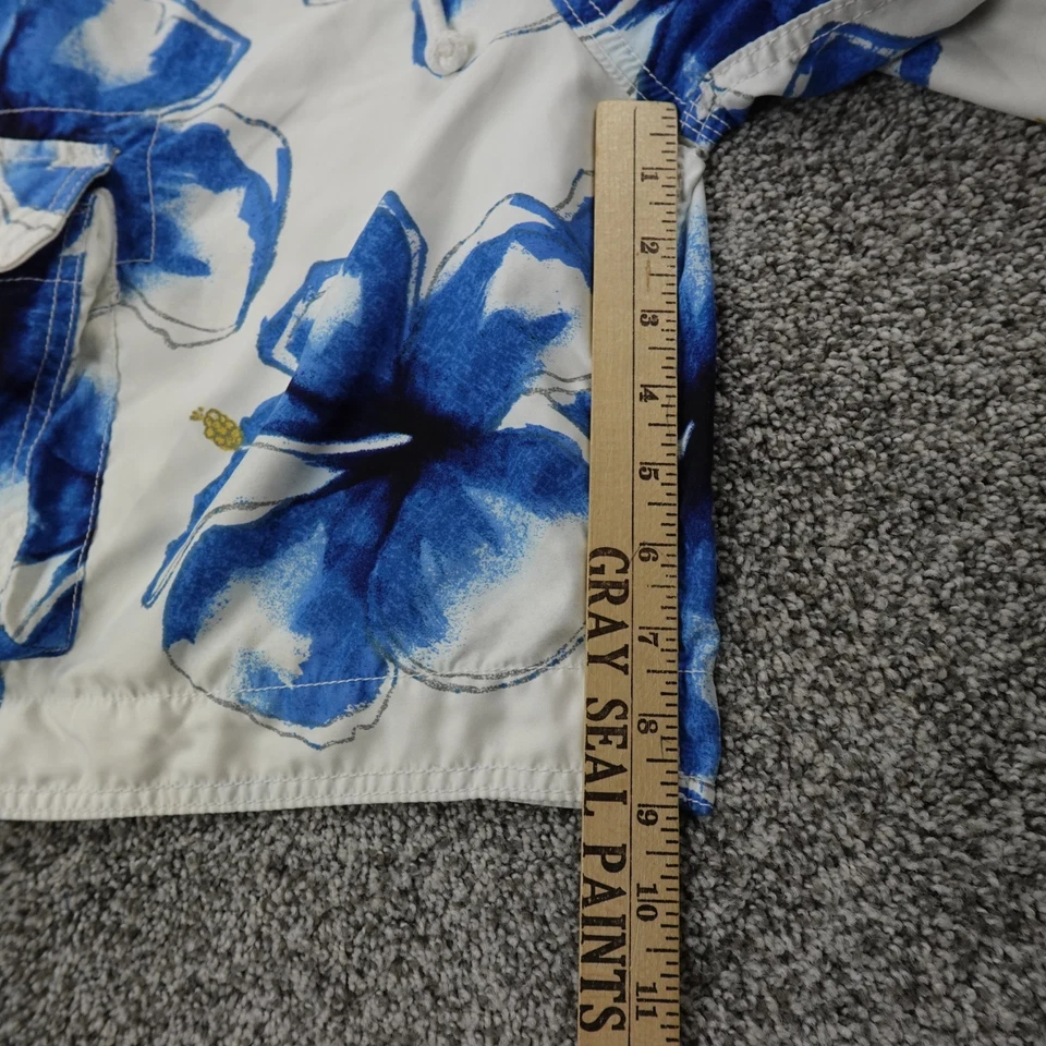 Винтажный Hollister шорты мужские S синий белый цветочный гавайский грузовой плавки 90-х Y2K - Изображение 4 из 4