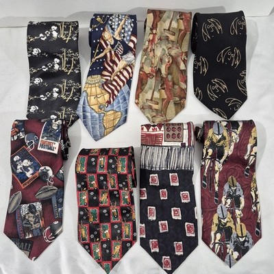 Lot of 8 Men's Neckties- Vtg Max Raab, Tie Rack, Bruno Piattelli, The Franklin