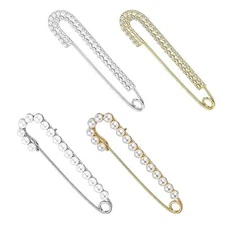 Brooch And Pins for Women Fashion Pearl Sweater Shawl 4pcs Brooches Pins Gold...