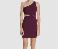 $218 Likely Women's Purple Portia One-Shoulder Studded Mini Dress Size 2