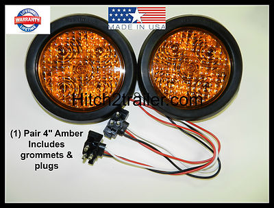 4/" Round Stop Turn Tail Light AMBER TecNiq LED Bright Grommet Mount USA 2