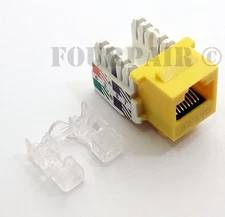 CAT5e Standard Keystone RJ45 110 Punch Down Keystone Modular Snap-In Jack Yellow