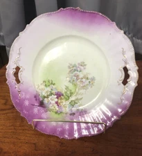 Unmarked Hand Painted Floral Porcelain Decorative Plate - 10/14”Across