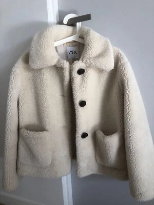 zara white teddy coat