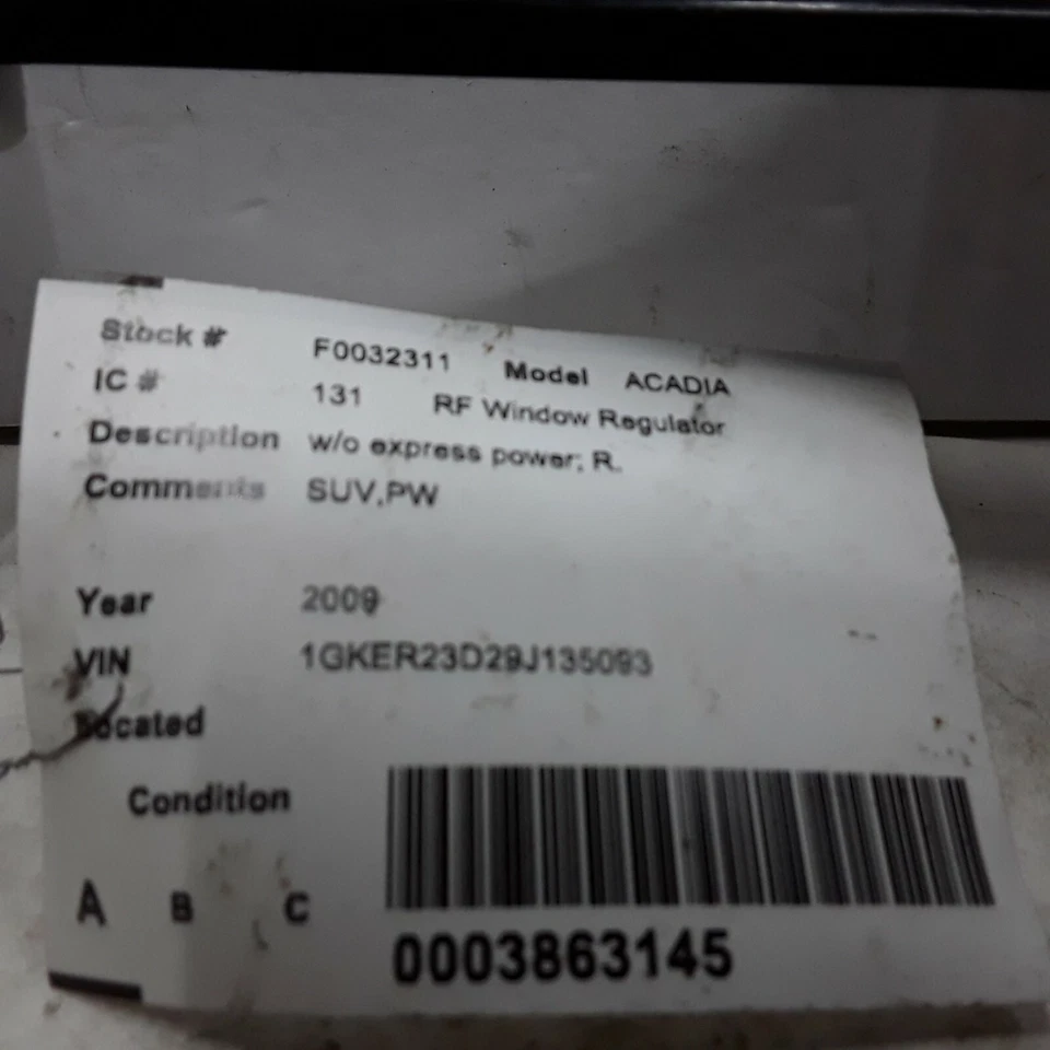 07 08 09 10 11 12 GMC Acadia Traverse Outlook regulador ventana delantera derecha OEM Foto 2 de 3