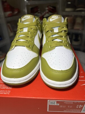 Size 4.5Y - NIKE DUNK LOW WHITE PACIFIC MOSS (FB9109-108) Leather