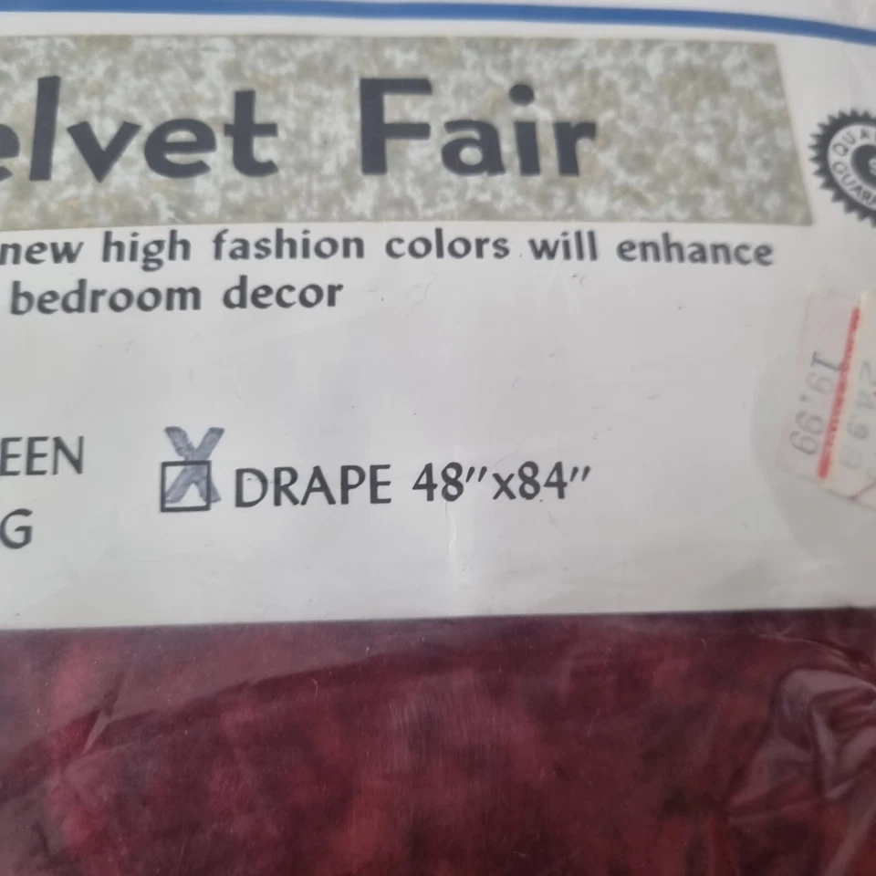 VTG NOS Crushed Velvet Drapes Flocked Red Regency MCM Pleated 3 Sets 48" X 84" - Image 2 of 4