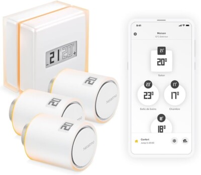 Netatmo Paket Smart Thermostat + 2 intelligent angeschlossene Heizkörperventile