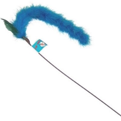 GO CAT TAIL STICK TOY FLUFFY BOA INTERACTIVE CHASING TAIL ASSORTED COLORS