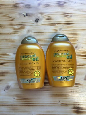 2 OGX DEEPLY RESTORING + PRACAXI RECOVERY OIL ANTI-FRIZZ CONDITIONER 13 OZ EACH