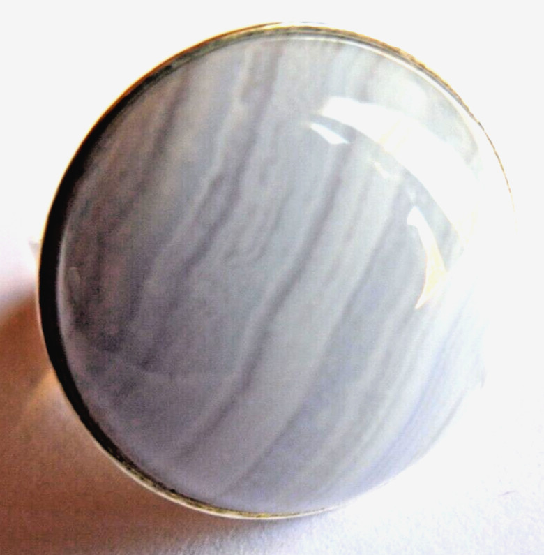 Bague en calcédoine ronde 21mm et argent massif taille réglable