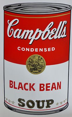Andy Warhol Campbells' Schwarz Bean Soup Can Sunday B.Morgen Siebdruck Aufdruck