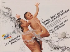 Zest Soap Vintage 1993 Print Ad Page Man Dad Baby Bare Skin Whitewater Fresh