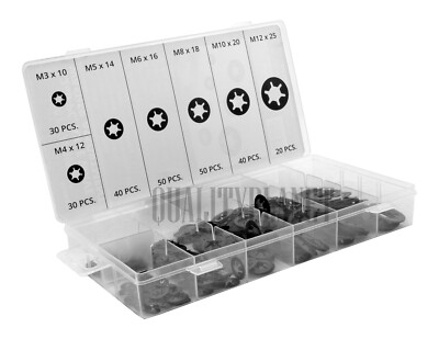 260Pc Internal Tooth Star Lock Spring Quick Washer Push On Speed Nut Assortment