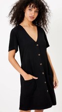 LOFT Black Lou & Grey Fluid Twill Pocket Shirtdress V-Neck Pocket Dress Cozy