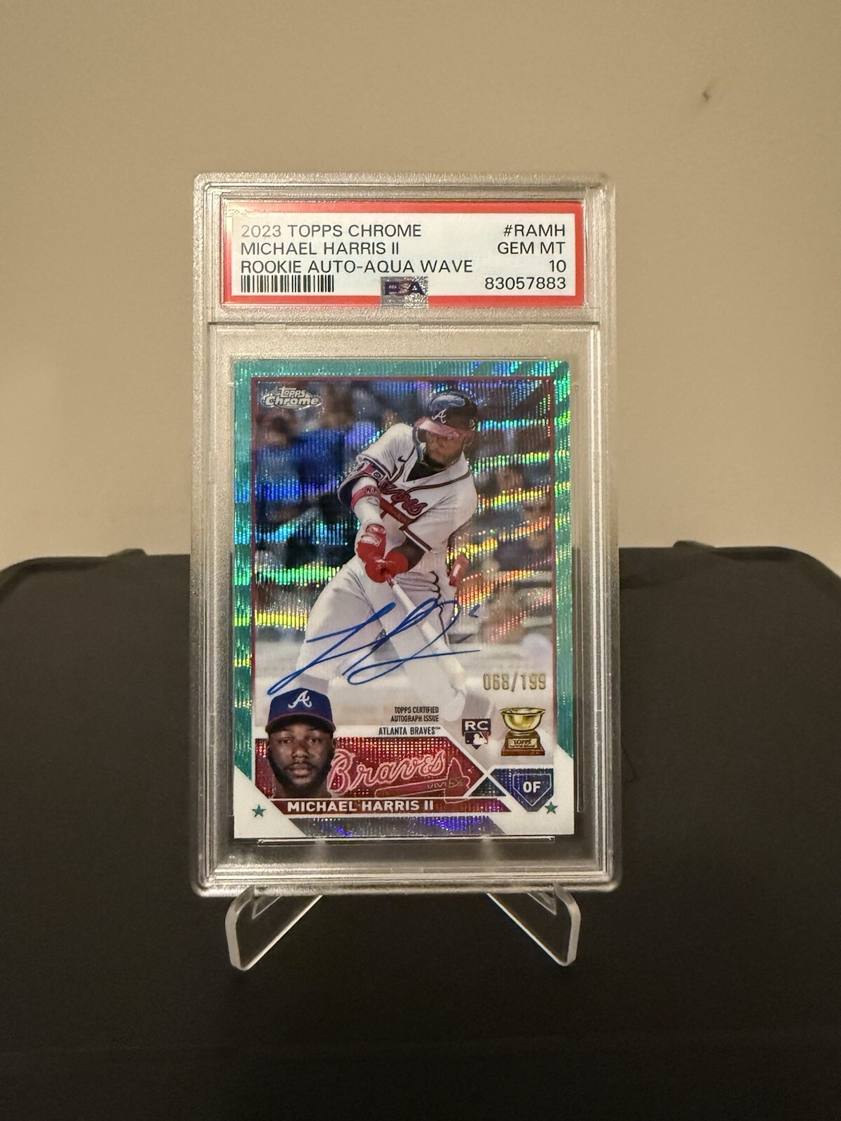 2023 Topps Chrome Rookie Auto Aqua Wave /199 Refractor Michael Harris II PSA 10