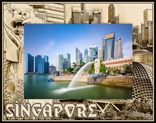 Singapore Laser Engraved Wood Picture Frame Landscape (4 x 6)