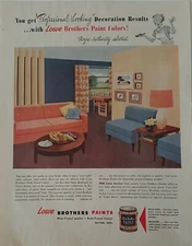 1953 Lowe Brothers paint mid-century modern sofa chairs Furniture Design ad