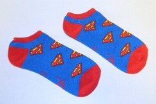 Superman Blue Red and Yellow S Chest Logo Images Ankle Socks NEW UNUSED