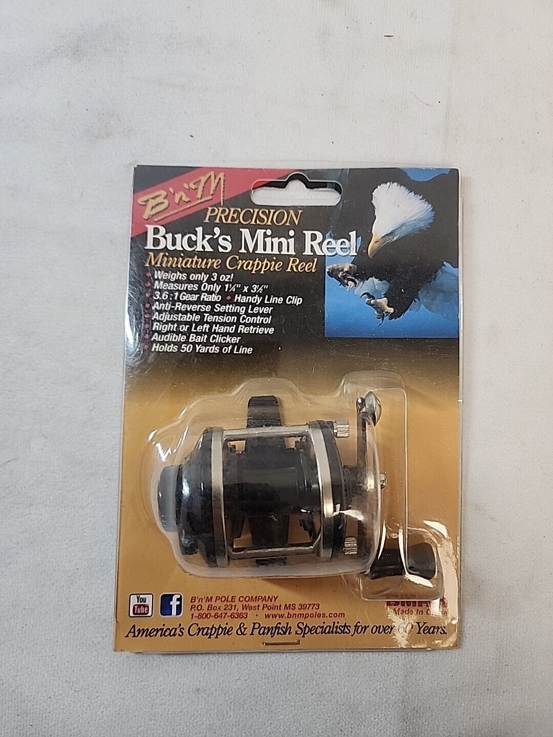B'n'M Bucks Mini Bait Casting Fishing Reel Right + Left hand Black Crappie
