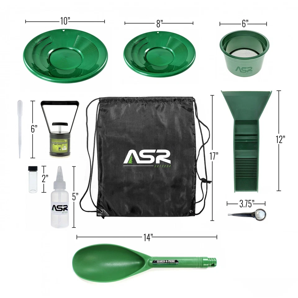 ASR Outdoor Lightweight Backpacker Gold Panning Kit with Rubber Mini Sluice 14pc - Image 4 of 4