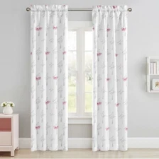BALLERINA Window Curtain Panels  2-pack Set ( 27”x83” ) White Pink GIRLS Kids