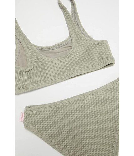 Seafolly L113127 Girls Khaki Summer Essentials Square Neck Bikini Set Size 14 - Picture 4 of 4