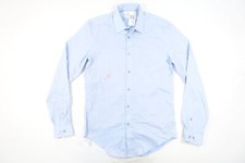 CALVIN KLEIN CK BLUE MEDIUM STEEL SLIM HERRINGBONE BUTTON FRONT SHIRT DEFECT